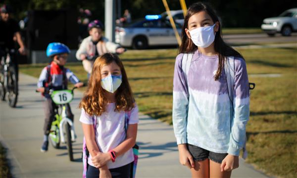 Students walk to school